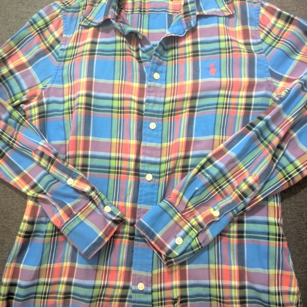 Polo by Ralph Lauren Plaid Long Sleeve Button Down Shirt-Fair condition